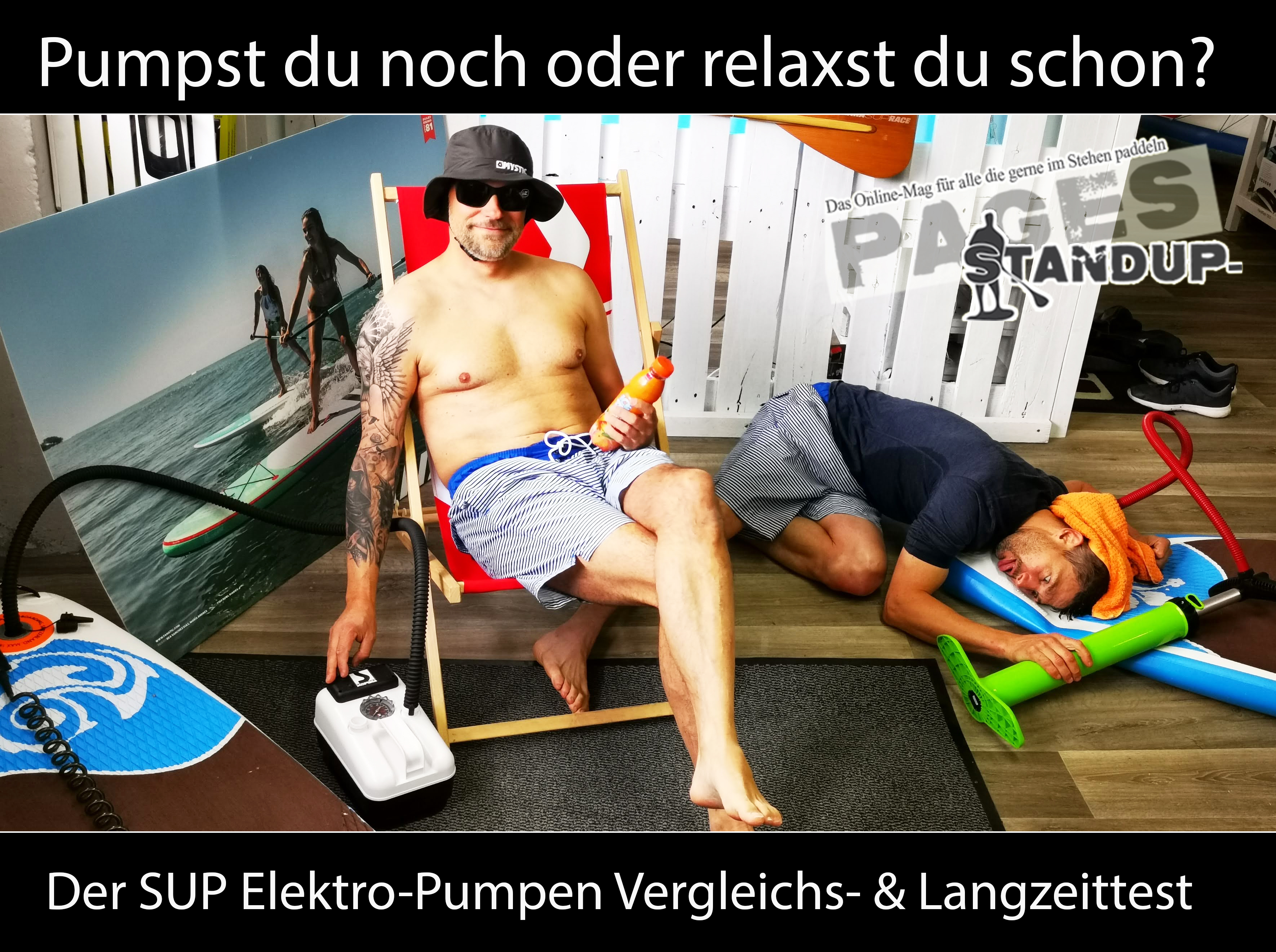 Langzeit- Vergleichstest elektrische SUP-Pumpen – Pumpen vs Relaxen, Standup-Pages